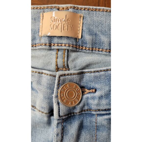Simple Society Flare Jeans Women Size 0/24 Light Wash Mid Rise - Picture 6 of 10